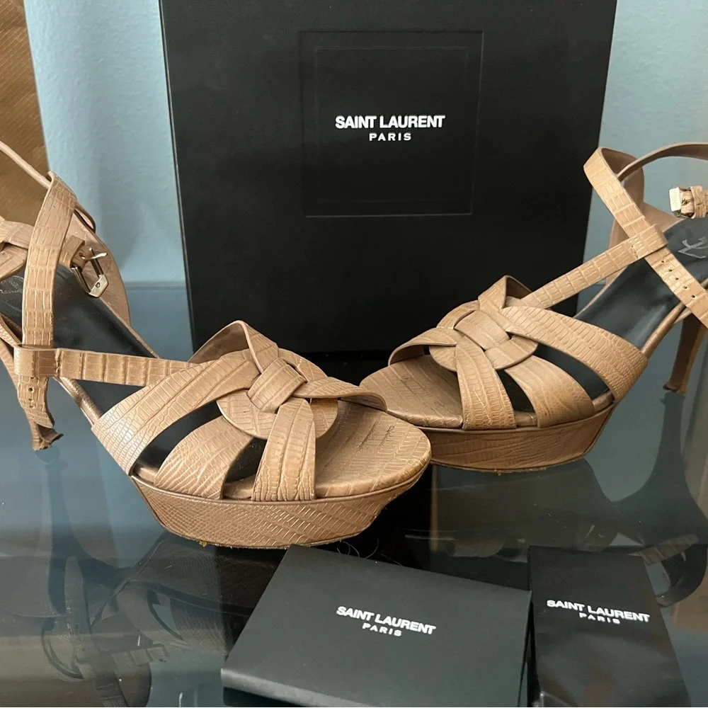 Saint Laurent T-Strap Platform Sandals - Picture 10 of 15